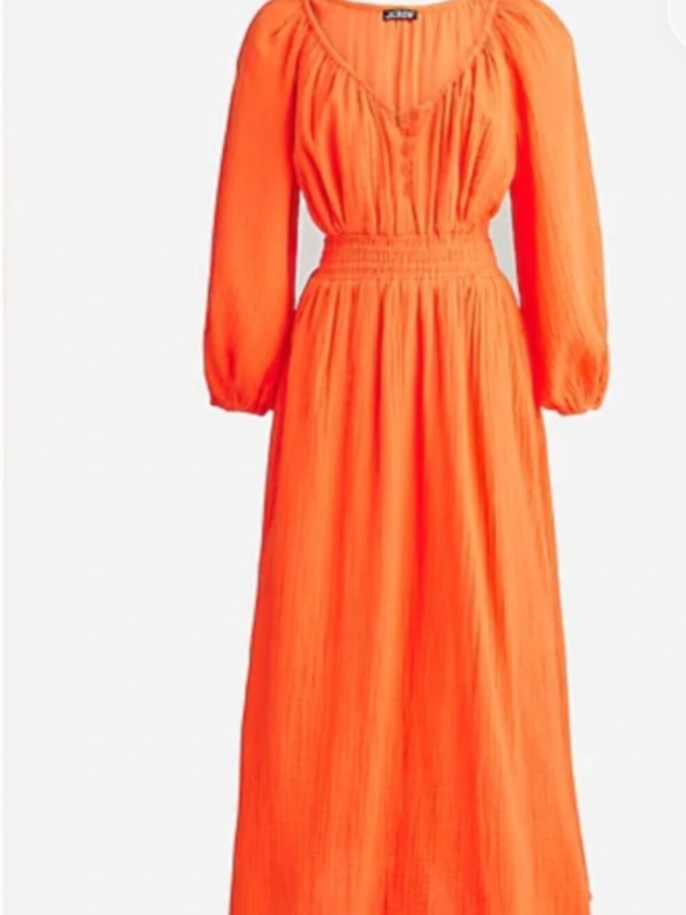 J.Crew orange gauze puff sleeves V-Neck Prarie dress Size Medium Petite Like New